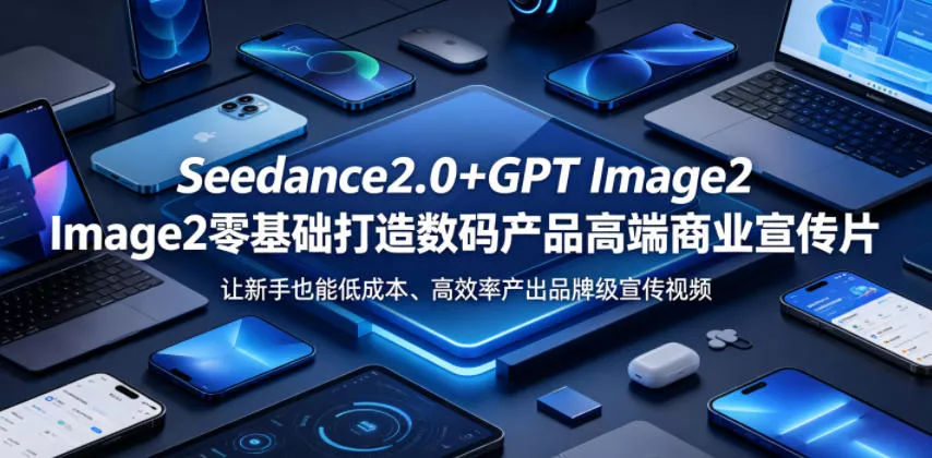 Seedance2.0+GPT Image2零基础打造数码产品高端商业宣传片,让新手也能低成本、高效率产出品牌级宣传视频-知云阁资源站