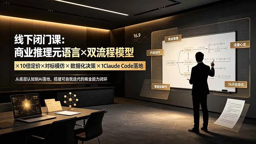（19381期）线下闭门课：商业推理元语言×双流程模型×10倍定价×对标模仿×数据化决策×Claude Code落地，击穿认知盲区-知云阁资源站