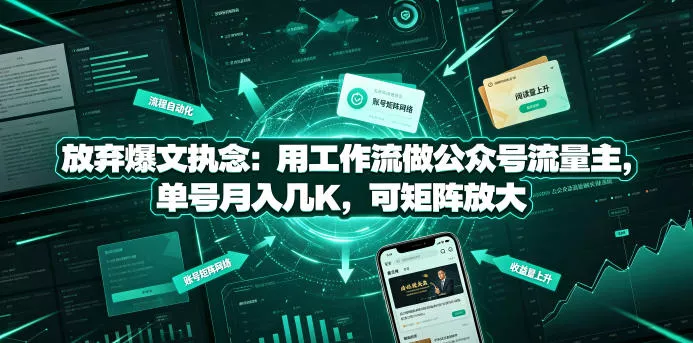 放弃爆文执念：用工作流做公众号流量主，单号月入几K，可矩阵放大-知云阁资源站