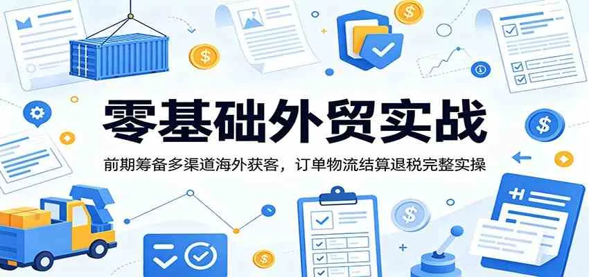 零基础外贸实战：前期筹备多渠道海外获客，订单物流结算退税完整实操-知云阁资源站