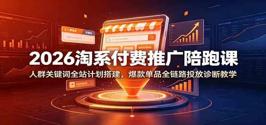2026淘系付费推广陪跑课:人群关键词全站计划搭建,爆款单品全链路投放诊断教学-知云阁资源站