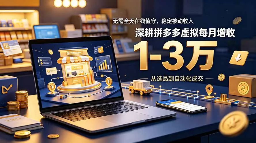 无需全天在线值守，稳定被动收入，深耕拼多多虚拟每月增收 1-3 万-知云阁资源站