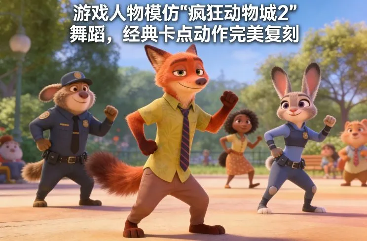 游戏人物模仿“疯狂动物城2”舞蹈，经典卡点动作完美复刻-知云阁资源站