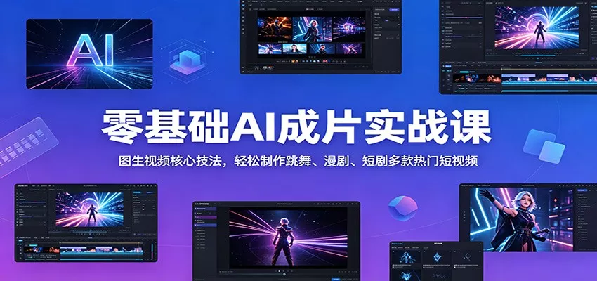 零基础AI成片实战课:图生视频核心技法,轻松制作跳舞、漫剧、短剧多款热门短视频-知云阁资源站