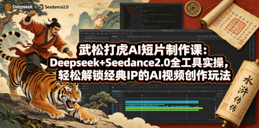 武松打虎AI短片制作课:Deepseek+Seedance2.0全工具实操,轻松解锁经典IP的AI视频创作玩法-知云阁资源站