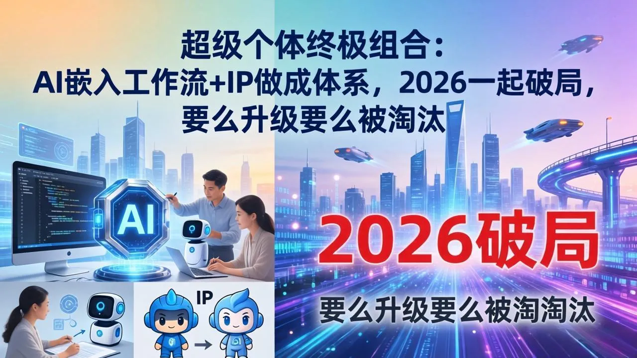 超级个体终极组合:AI嵌入工作流+IP做成体系,2026一起破局,要么升级要么被淘汰-知云阁资源站