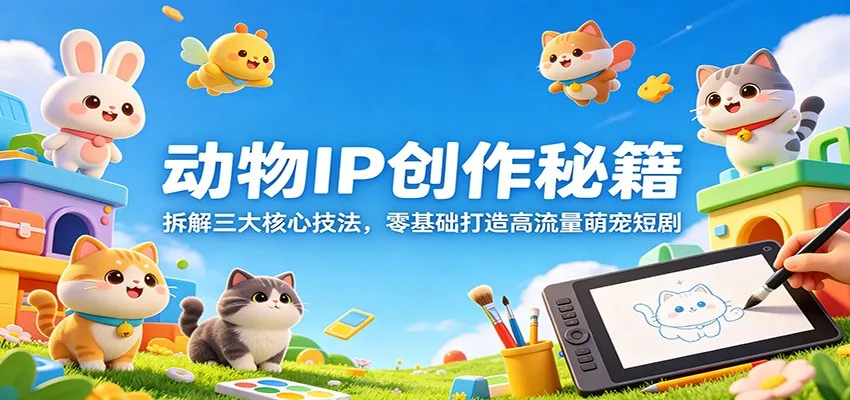 动物IP创作秘籍：拆解三大核心技法，零基础打造高流量萌宠短剧-知云阁资源站