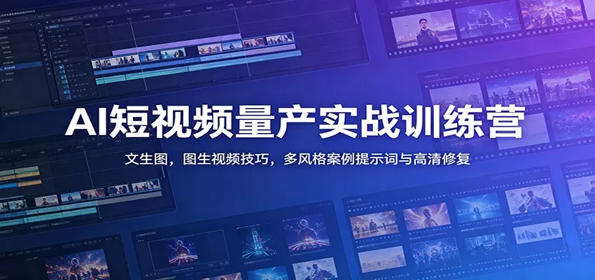 AI短视频量产实战训练营：文生图，图生视频技巧，多风格案例提示词与高清修复-知云阁资源站