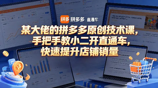 某大佬的拼多多原创技术课,手把手教小二开直通车,快速提升店铺销量 某大佬的拼多多原创技术课,手把手教小二开直通车,快速提升店铺销量