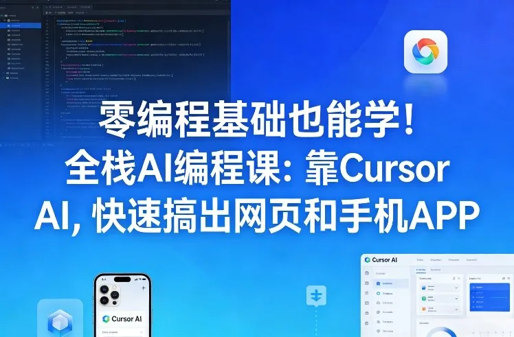 零编程基础也能学！全栈AI编程课：靠Cursor AI，快速搞出网页和手机APP-知云阁资源站