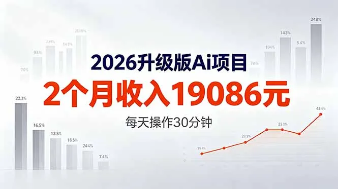 2026升级版Ai任务，2个月收入19086元，熟练后每天操作30分钟！-知云阁资源站