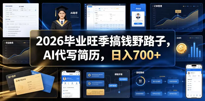 2026毕业旺季搞钱野路子，AI代写简历，日入700+【揭秘】-知云阁资源站
