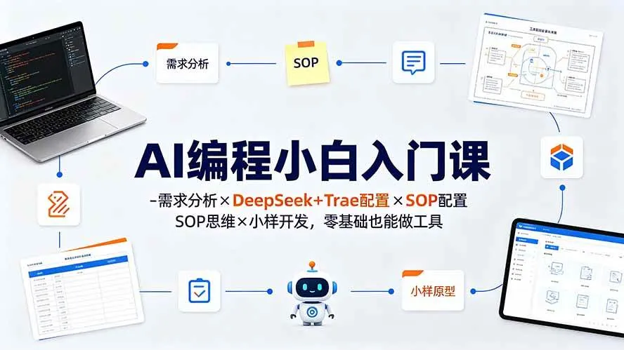 (19539期)AI编程小白入门课-需求分析×DeepSeek+Trae配置×SOP思维×小样开发,零基础也能做工具-知云阁资源站