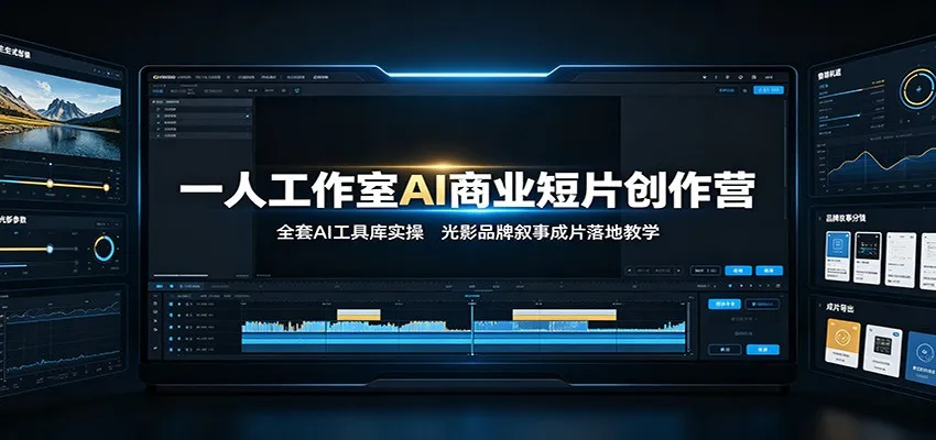 一人工作室AI商业短片创作营:全套AI工具库实操,光影品牌叙事成片落地教学-知云阁资源站