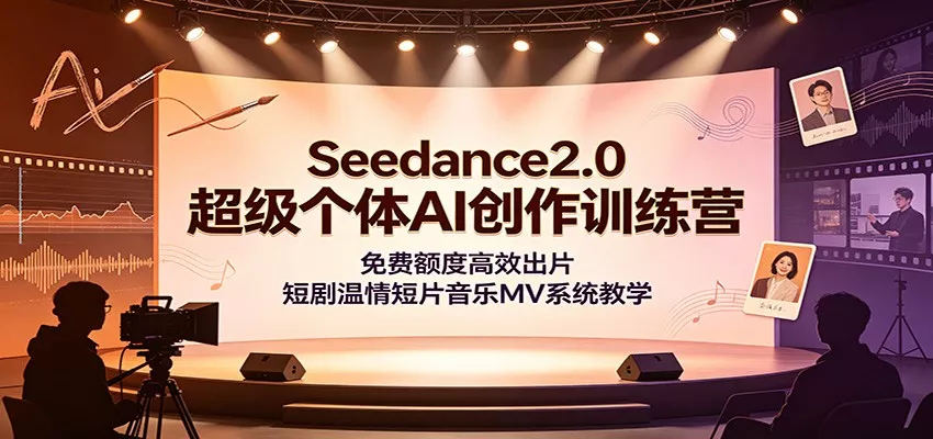 Seedance2.0超级个体AI创作训练营:免费额度高效出片,短剧温情短片音乐MV系统教学-知云阁资源站
