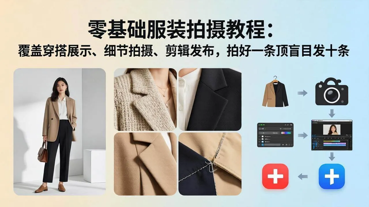(17829期)零基础服装拍摄教程:覆盖穿搭展示、细节拍摄、剪辑发布,拍好一条顶盲目发十条 (17829期)零基础服装拍摄教程:覆盖穿搭展示、细节拍摄、剪辑发布,拍好一条顶盲目发十条