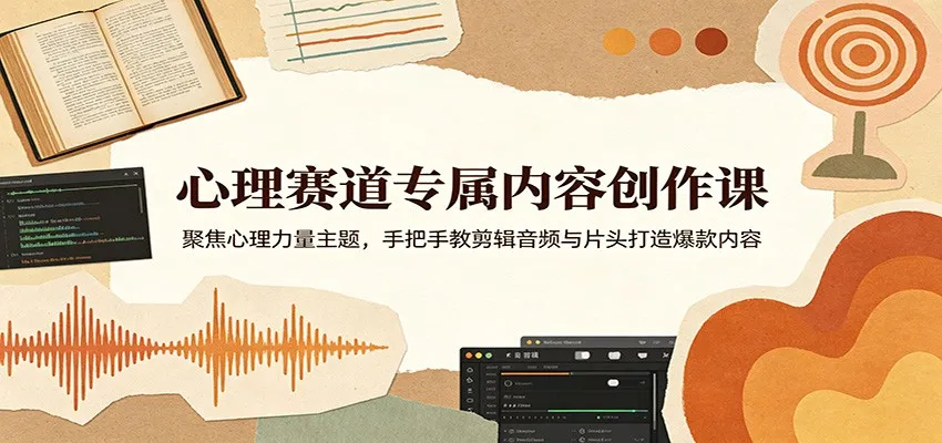 心理赛道专属内容创作课:聚焦心理力量主题,手把手教剪辑音频与片头打造爆款内容 心理赛道专属内容创作课:聚焦心理力量主题,手把手教剪辑音频与片头打造爆款内容