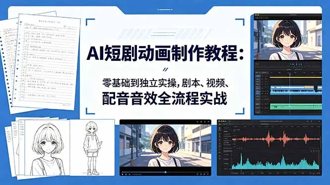 AI短剧动画制作教程:零基础到独立实操,剧本、视频、配音音效全流程实战-知云阁资源站