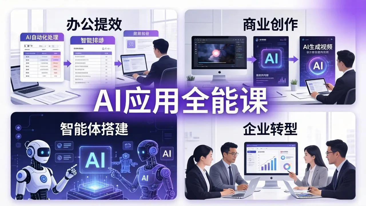 AIGC 应用全能课:办公提效、商业创作、智能体搭建、企业转型,一站式学会AI应用-知云阁资源站