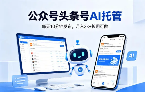 公众号头条号AI托管,我提供作品,你每天10分钟发布,月入3k+长期可做【揭秘】 公众号头条号AI托管,我提供作品,你每天10分钟发布,月入3k+长期可做【揭秘】