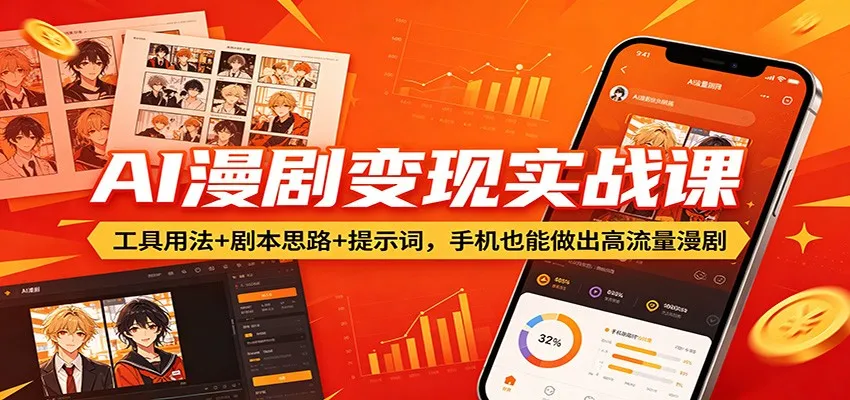 AI漫剧变现实战课:工具用法+剧本思路+提示词,手机也能做出高流量漫剧-知云阁资源站