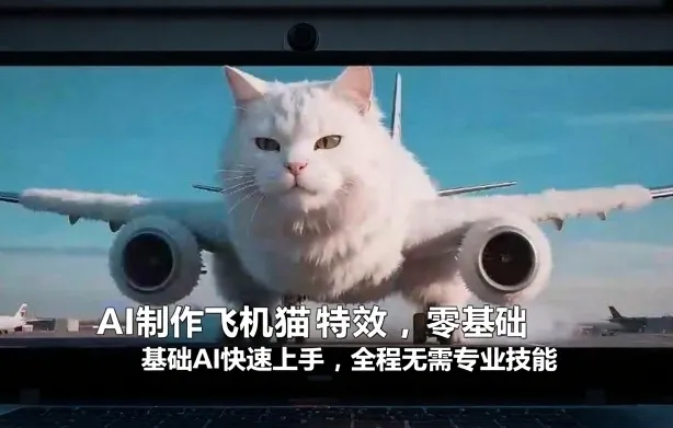 AI制作飞机猫特效,零基础AI快速上手,全程无需专业技能-知云阁资源站