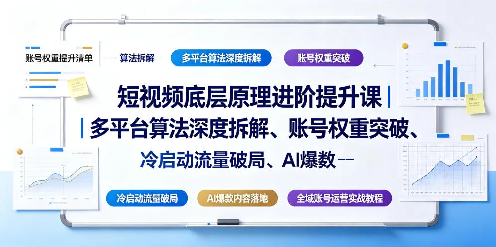 短视频底层原理进阶提升课|多平台算法深度拆解、账号权重突破、冷启动流量破局、AI爆款内容落地与全域账号运营实战教程-知云阁资源站
