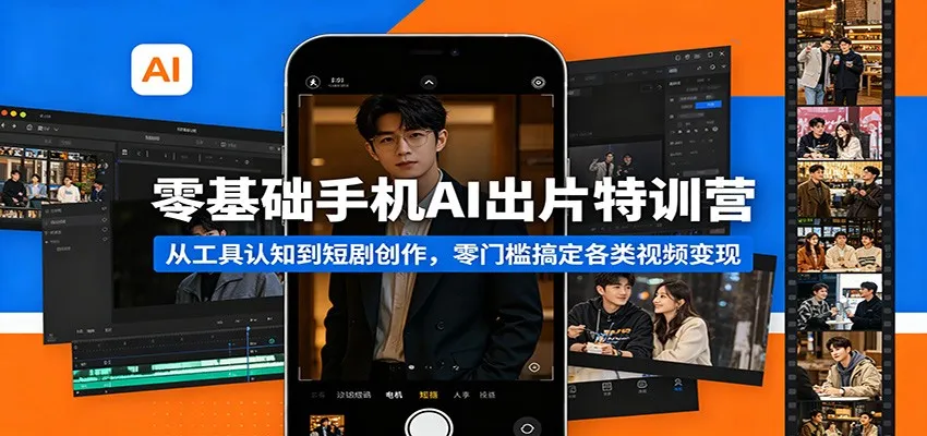 零基础手机AI出片特训营:从工具认知到短剧创作,零门槛搞定各类视频变现-知云阁资源站