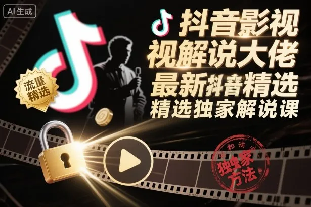 抖音影视解说大佬最新抖音进精选和独家方法，精选独家解说课（更新26年3月）-知云阁资源站