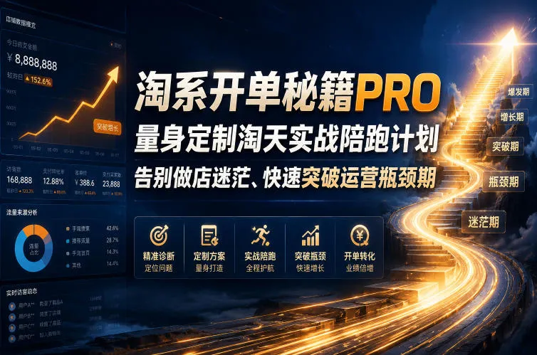 淘系开单秘籍PRO，量身定制淘天实战陪跑计划，告别做店迷茫、快速突破运营瓶颈期（2026年6月22日）-知云阁资源站