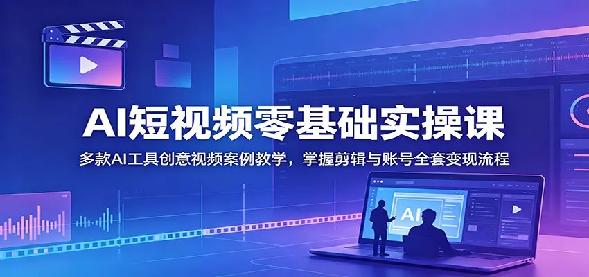 AI短视频零基础实操课:多款AI工具创意视频案例教学,掌握剪辑与账号全套变现流程-知云阁资源站