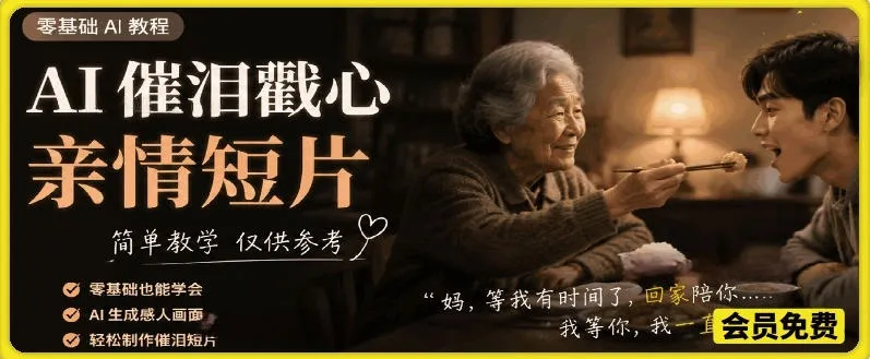 AI催泪戳心亲情短片,零基础AI教程,简单教学仅供参考-知云阁资源站