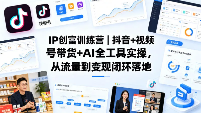 IP创富训练营|抖音+视频号带货+AI全工具实操,从流量到变现闭环落地-知云阁资源站