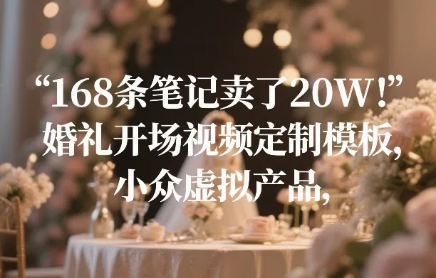 168条笔记卖了20W!婚礼开场视频定制模板,小众虚拟产品-知云阁资源站