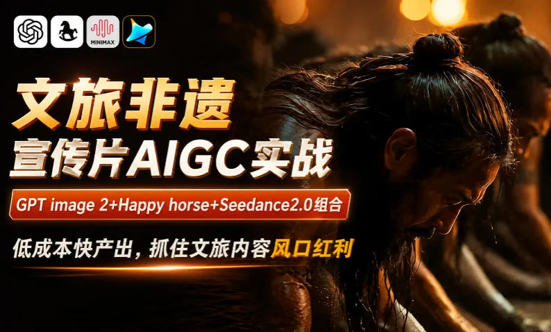 文旅非遗宣传片AIGC实战,GPT image 2+Happy horse+Seedance2.0组合,低成本快产出,抓住文旅内容风口红利-知云阁资源站