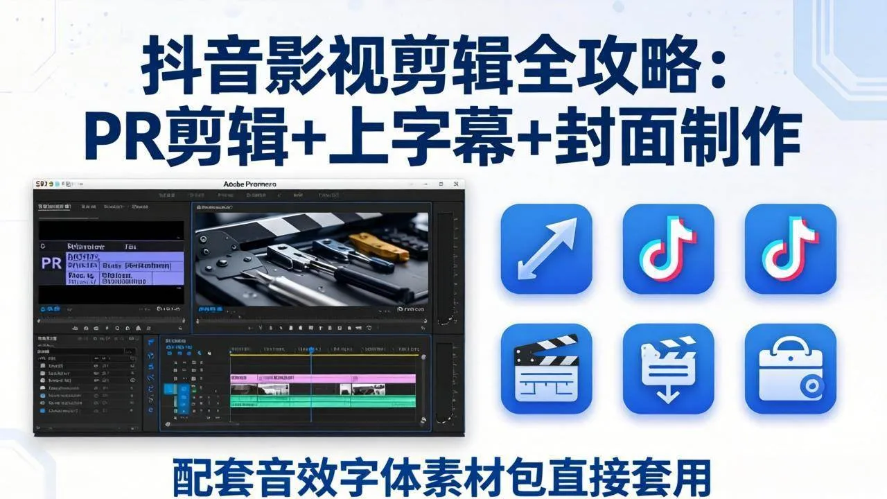 (17868期)抖音影视剪辑全攻略:PR剪辑+上字幕+封面制作,配套音效字体素材包直接套用 (17868期)抖音影视剪辑全攻略:PR剪辑+上字幕+封面制作,配套音效字体素材包直接套用
