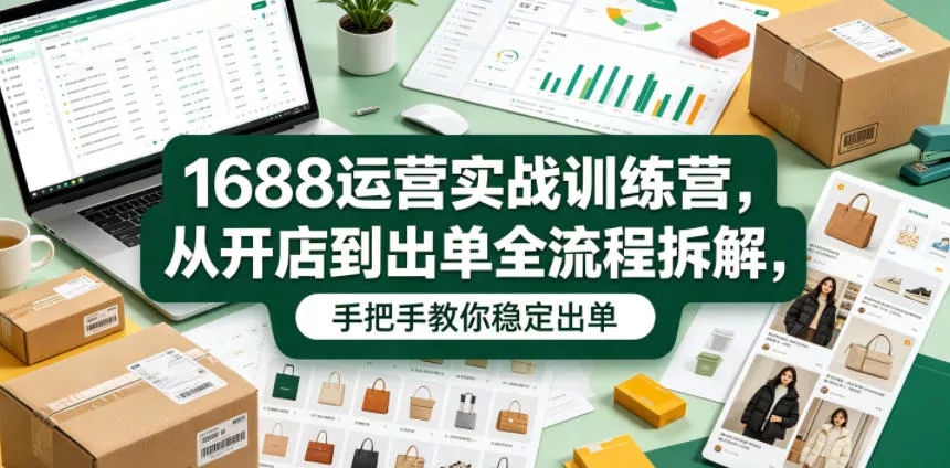 1688运营实战训练营,从开店到出单全流程拆解,手把手教你稳定出单(更新0620)-知云阁资源站