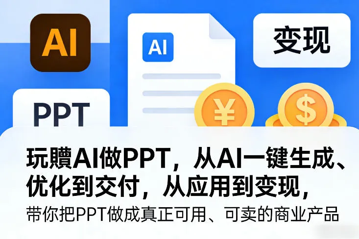 玩賺AI做PPT,从AI一键生成、优化到交付,从应用到变现,带你把PPT做成真正可用、可卖的商业产品(更新0513)-知云阁资源站