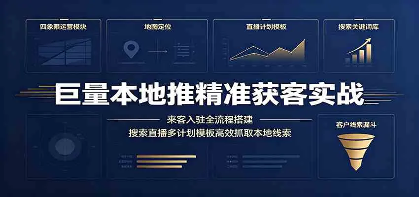 巨量本地推精准获客实战：来客入驻全流程搭建，搜索直播多计划模板高效抓取本地线索-知云阁资源站