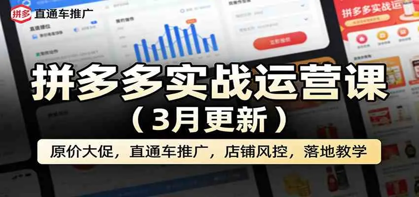 拼多多实战运营课(3月更新):原价大促,直通车推广,店铺风控,落地教学-知云阁资源站