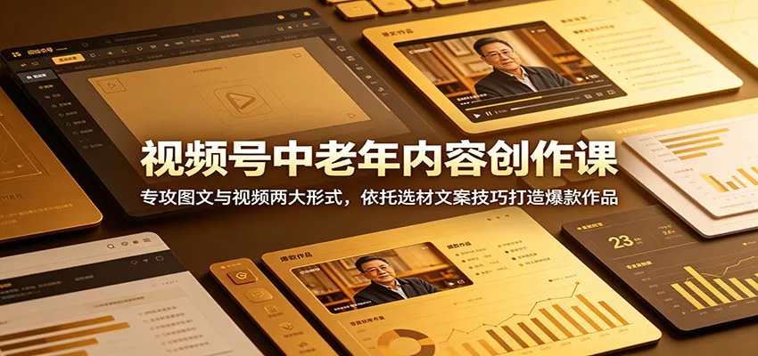 视频号中老年内容创作课:专攻图文与视频两大形式,依托选材文案技巧打造爆款作品-知云阁资源站