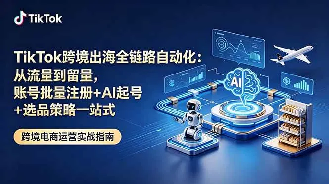 （18907期）TikTok跨境出海全链路自动化：从流量到留量，账号批量注册+AI起号+选品策略一站式-知云阁资源站