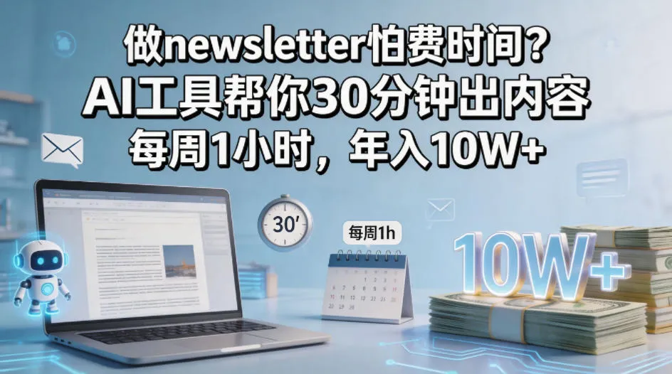 做newsletter怕费时间?AI工具帮你30分钟出内容,每周1小时,年入10W+!【原创双语字幕】 做newsletter怕费时间?AI工具帮你30分钟出内容,每周1小时,年入10W+!【原创双语字幕】