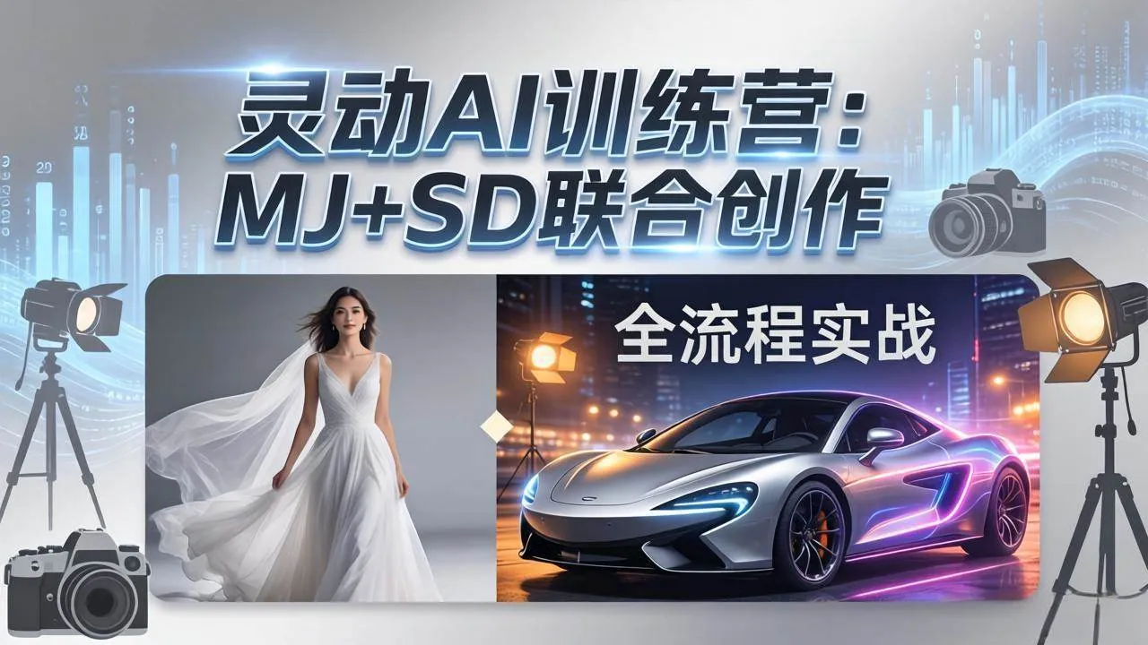(17795期)灵动AI训练营-3.0课程:MJ+SD联合创作,从婚纱大片到汽车广告,摄影后期全流程实战-知云阁资源站