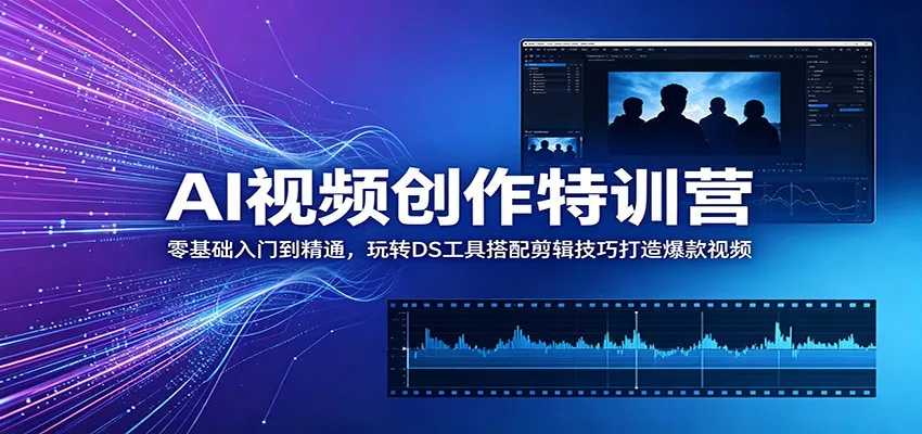 AI视频创作特训营：零基础入门到精通，玩转DS工具搭配剪辑技巧打造爆款视频-知云阁资源站