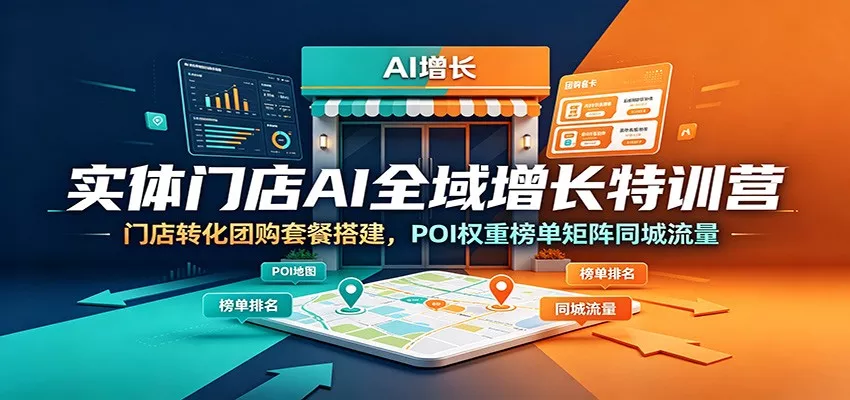 实体门店AI全域增长特训营：门店转化团购套餐搭建，POI权重榜单矩阵同城流量-知云阁资源站