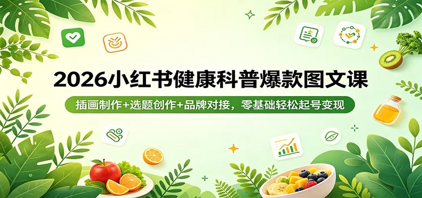 2026小红书健康科普爆款图文课:插画制作+选题创作+品牌对接,零基础轻松起号变现 2026小红书健康科普爆款图文课:插画制作+选题创作+品牌对接,零基础轻松起号变现