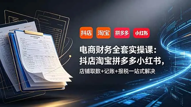 （19001期）电商财务全套实操课：抖店淘宝拼多多小红书，店铺取数+记账+报税一站式解决-知云阁资源站