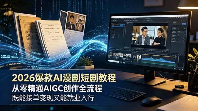 (18980期)2026 爆款 AI 漫剧短剧教程 从零精通 AIGC 创作全流程 既能接单变现又能就业入行-知云阁资源站