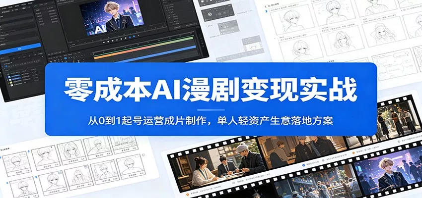 零成本AI漫剧变现实战：从0到1起号运营成片制作，单人轻资产生意落地方案-知云阁资源站